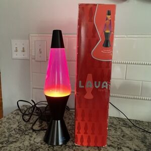 Original Laval Lite Lamp 8425 Midnight Series Purple Liquid / Yellow BLACK Base